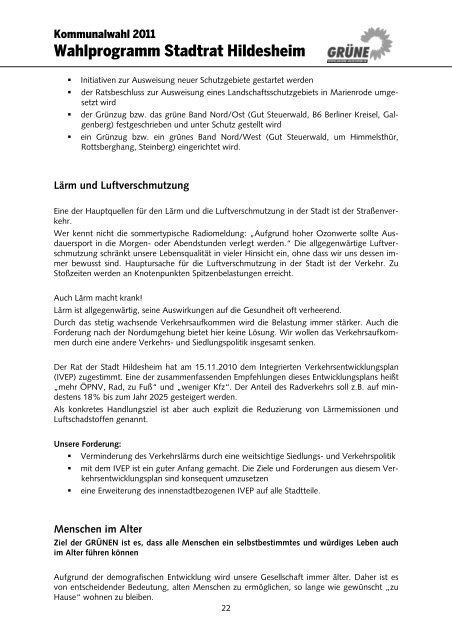 Wahlprogramm Stadtrat Hildesheim - Bündnis 90/Die Grünen ...