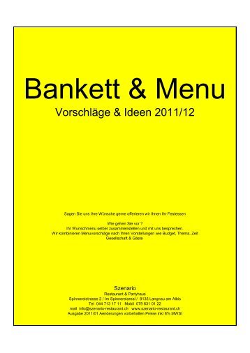 Bankett & Menu - Szenario Restaurant und Partyhaus