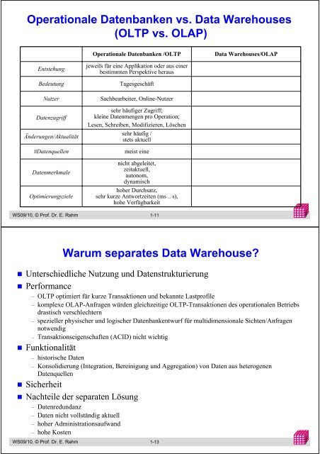 Data Warehouses - Abteilung Datenbanken Leipzig - Universität ...