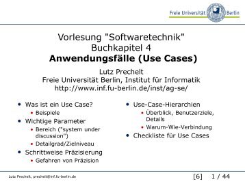 Use Cases - Institut für Informatik - Freie Universität Berlin