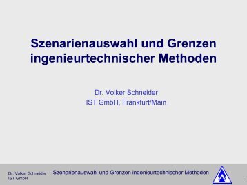 Szenarienauswahl und Grenzen ingenieurtechnischer Methoden