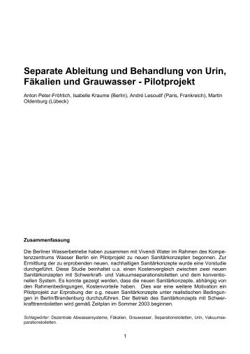 Separate Ableitung und Behandlung von Urin, Fäkalien und ...