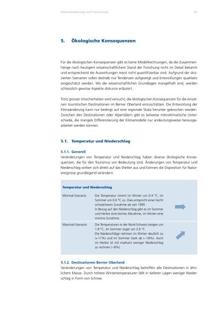 Klimaänderung und Tourismus Szenarienanalyse ... - Berggebiete.ch