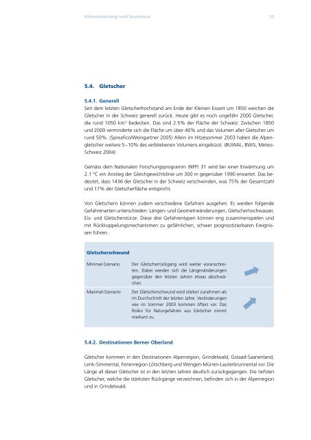 Klimaänderung und Tourismus Szenarienanalyse ... - Berggebiete.ch