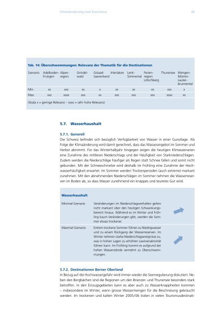 Klimaänderung und Tourismus Szenarienanalyse ... - Berggebiete.ch