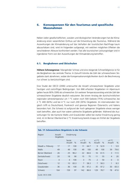 Klimaänderung und Tourismus Szenarienanalyse ... - Berggebiete.ch