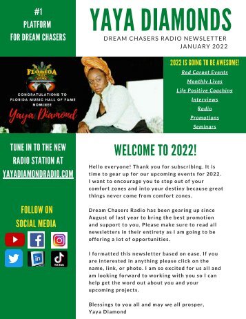 Yaya Diamond Newsletter Jan 2022