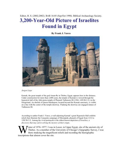 3200-Year-Old Picture of Israelites Found in Egypt