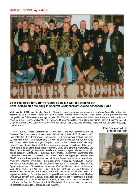 BIKERS NEWS April 4 - Country - Riders Brotherhood Connection ...