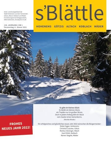 s'Blättle Nr. 1 - Do, 6. Jänner 2022