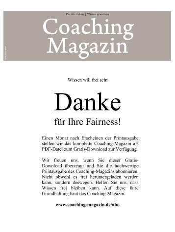 für Ihre Fairness! - Coaching-Magazin