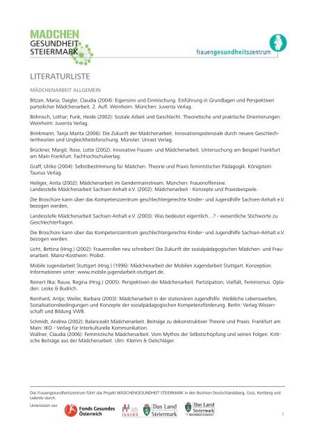 LITERATURLISTE - Frauengesundheitszentrum Graz