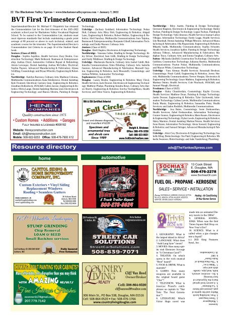 Blackstone Valley Xpress January 7, 2022