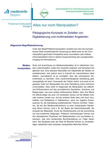 Stuttgart Alles nur noch Manipulation? - mebis - Bayern