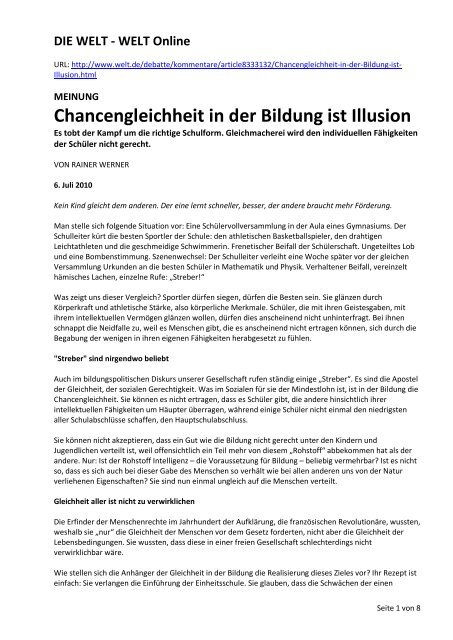 Chancengleichheit in der Bildung ist Illusion