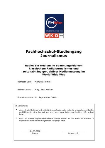 Fachhochschul-Studiengang Journalismus - Manuela Tomić