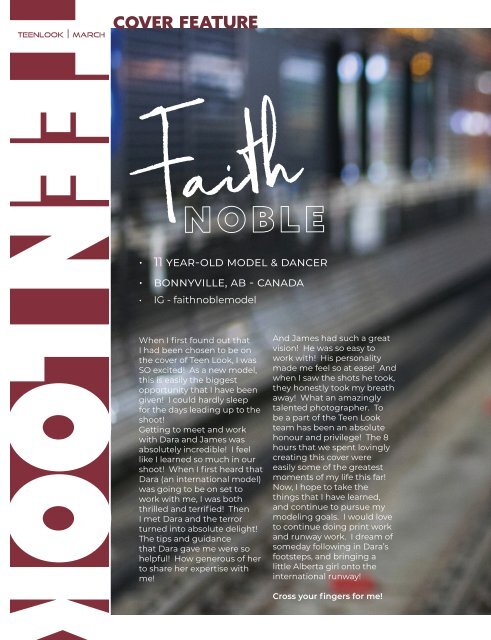 teenLook #8 - March 2020 - Faith Noble Cover