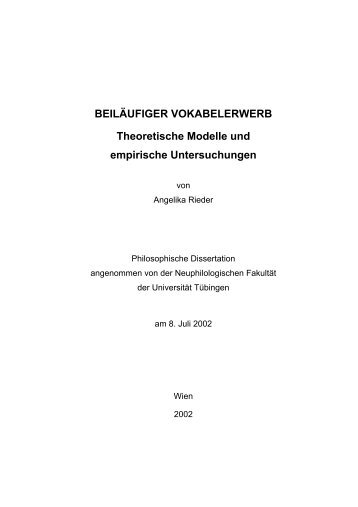 BEILÄUFIGER VOKABELERWERB Theoretische Modelle und ...