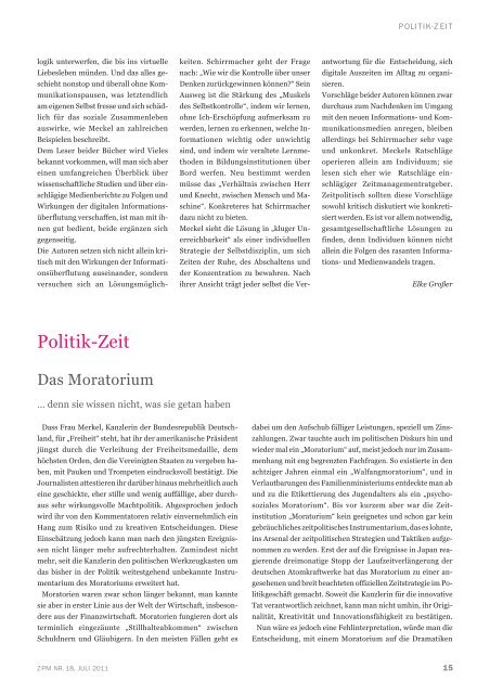 Zeitpolitisches Magazin Zeitpolitisches Magazin - Deutsche ...