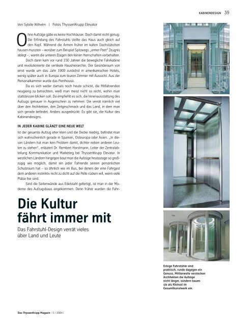 ThyssenKrupp Magazin Werkstoffe - ThyssenKrupp Elevator AG