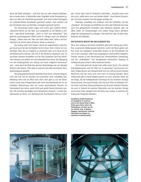 ThyssenKrupp Magazin Werkstoffe - ThyssenKrupp Elevator AG