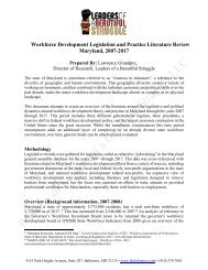 Workforce Development Legislation and Practice Literature Review, Maryland, 2007-2017