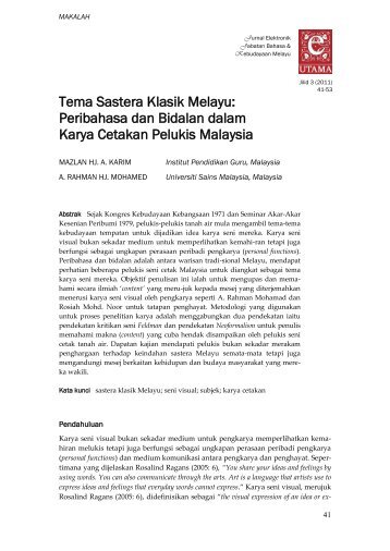 Tema Sastera Klasik Melayu: Peribahasa dan Bidalan dalam Karya ...