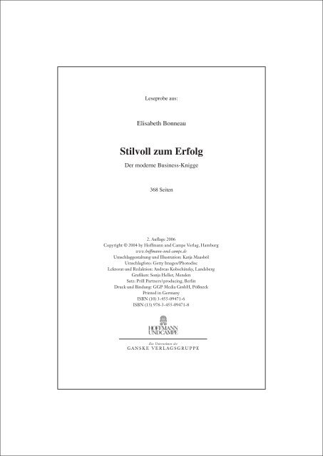 Stilvoll zum Erfolg - Hoffmann und Campe Verlag
