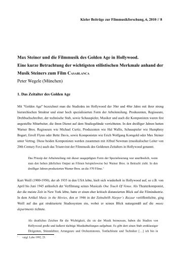 Max Steiner und die Filmmusik des Golden Age in Hollywood. Eine ...
