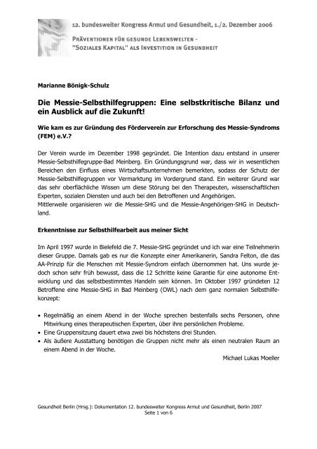 Die Messie-Selbsthilfegruppen - Förderverein zur Erforschung des ...