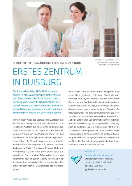 DAS MAGAZIN - Ev. Krankenhauses Bethesda zu Duisburg gGmbH