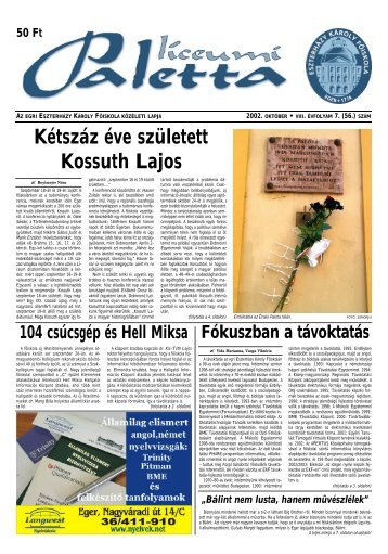 Kétszáz éve született Kossuth Lajos - Eszterházy Károly Főiskola, Eger