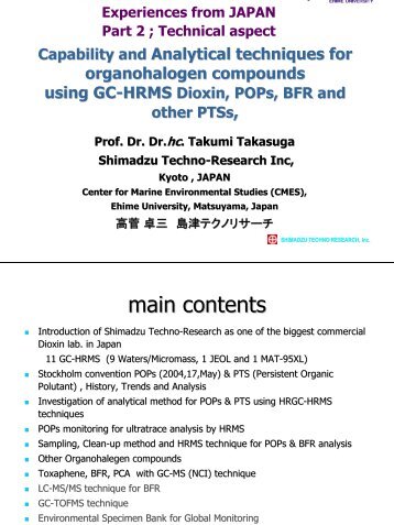 Shimadzu Techno-Research Inc., Japan - UNEP Chemicals
