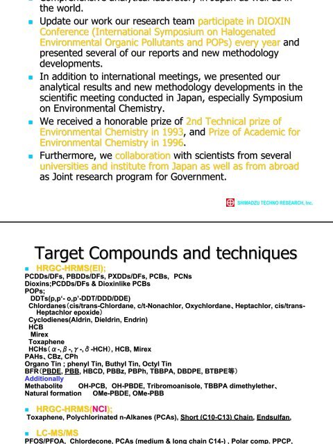 Shimadzu Techno-Research Inc., Japan - UNEP Chemicals