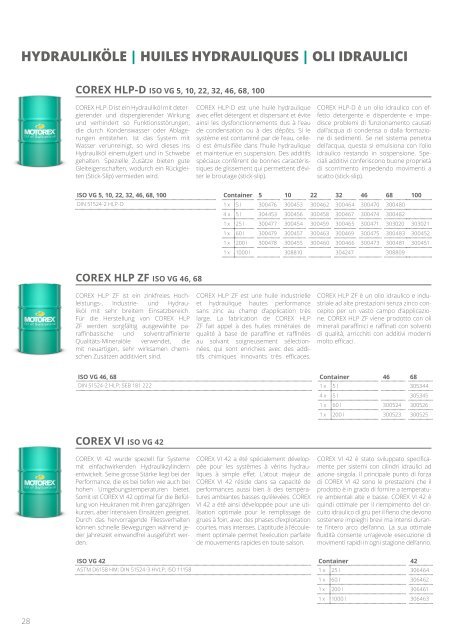 HYDRAULIC OILS Brochure DE FR IT