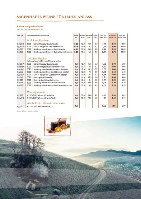 Sortiments- u. Preisliste Winzerkeller Hex vom Dasenstein -E- 04.2024