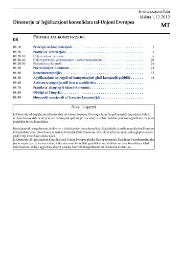politika tal-kompetizzjoni - EUR-Lex - Europa