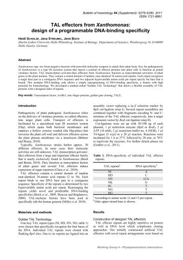 TAL effectors from Xanthomonas - Bulletin of insectology