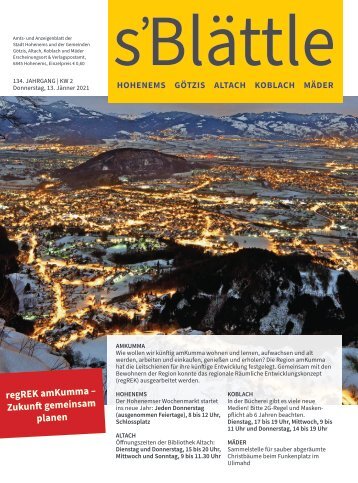 s'Blättle Nr. 2 - Do, 13. Jänner 2022