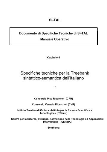 Treebank sintattico-semantica della lingua italiana - Istituto di ...