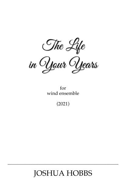 The Life in Your Years - Score