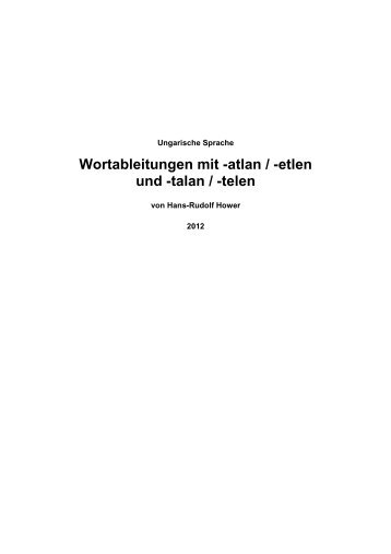 Wortableitungen mit -atlan / -etlen und -talan / -telen - Verbalissimo