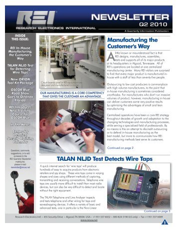 Manufacturing the Customer's Way TALAN NLJD Test Detects ... - REI