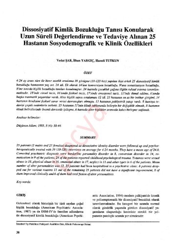 Dissosiyatif Kimlik Bozukluğu Tanısı Konularak ... - Düşünen Adam