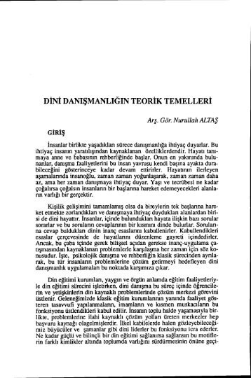 dini danışmanlıgın teorik temelleri - Ankara Üniversitesi Dergiler ...