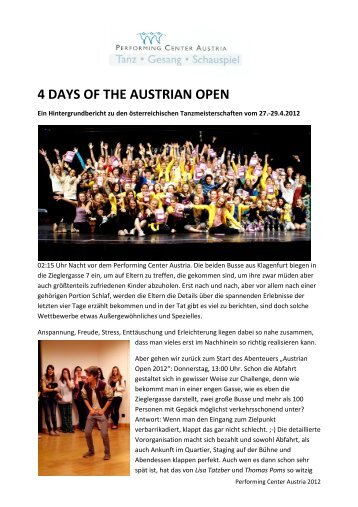 4 days of the austrian open - Performing Center Austria