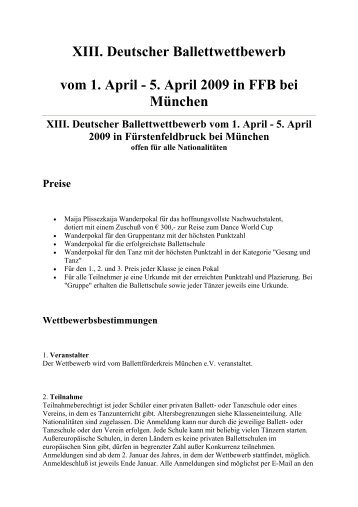 XIII. Deutscher Ballettwettbewerb vom 1. April - 5. April 2009 in FFB ...