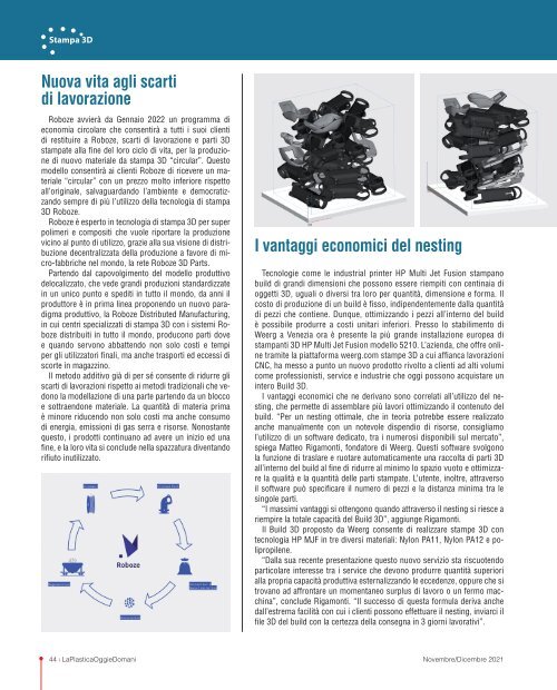 La Plastica Oggi e Domani - n° 4 Novembre / Dicembre 2021