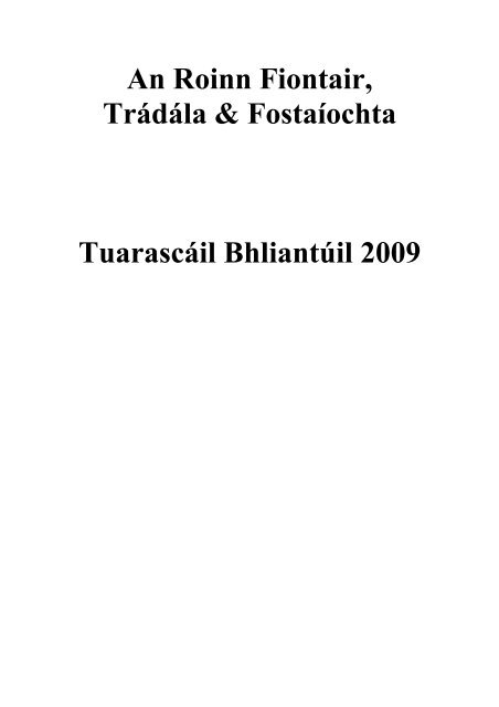 An Roinn Fiontair, Trádála & Fostaíochta Tuarascáil Bhliantúil 2009