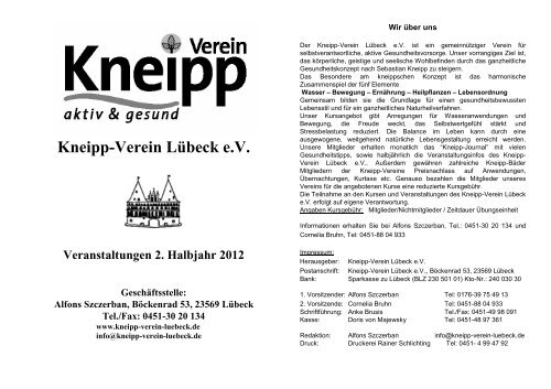 aktuelles Programmheft - Kneipp-Verein Lübeck eV